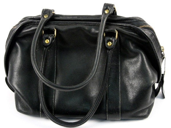 Black leather coach handbag