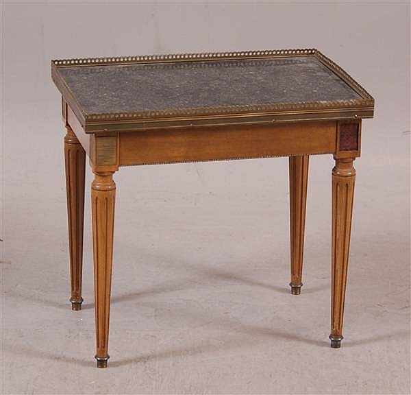 FRENCH LOUIS XVI STYLE BLACK MARBLE TOP SIDE TABLE
