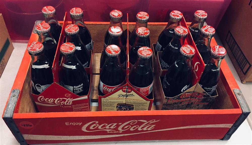 COCA COLA CRATE WITH COCA COLA BOTTLES