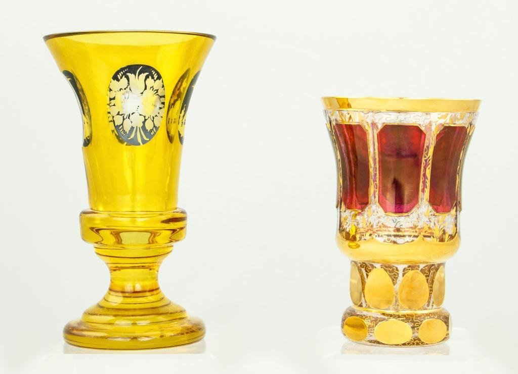 Two bohemian glass cups