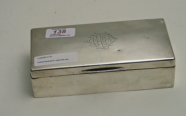 Hallmarked silver cigarette box London 1903