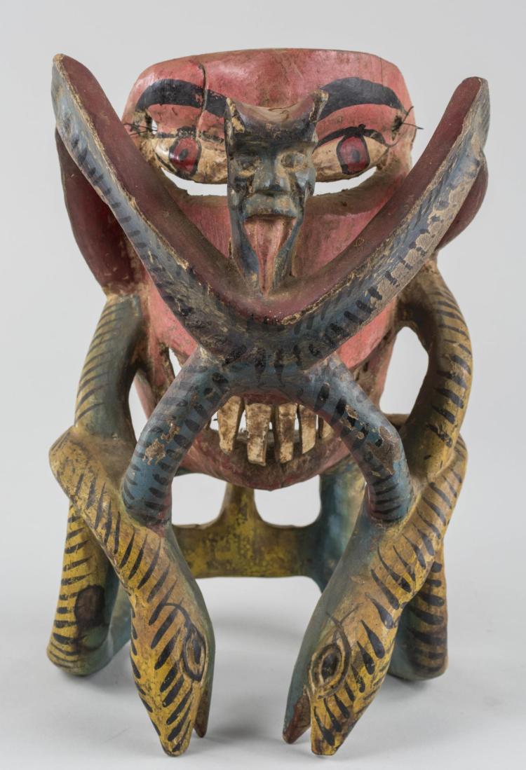 Mexican Carved Wood Folk Art Mask