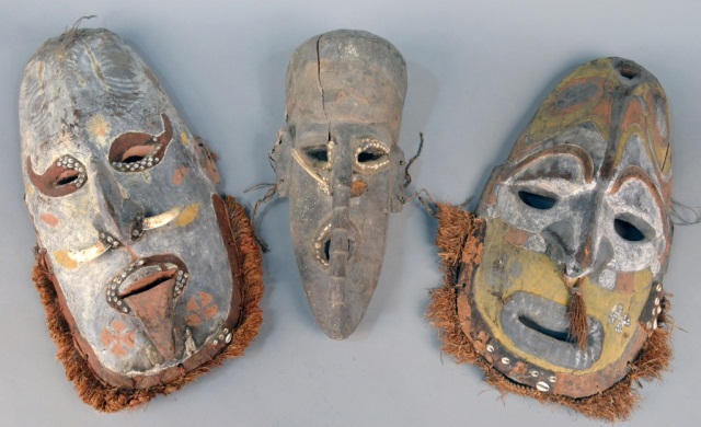 Three African Carved Wood Masks