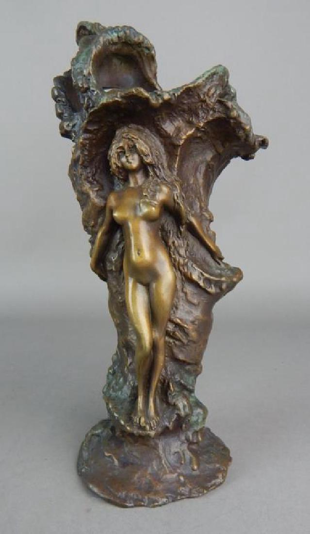 Art Deco Nude Female Bronze Vase