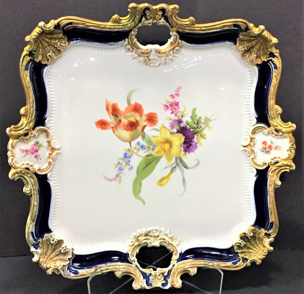 Meissen Porcelain Hand Painted floral Tray