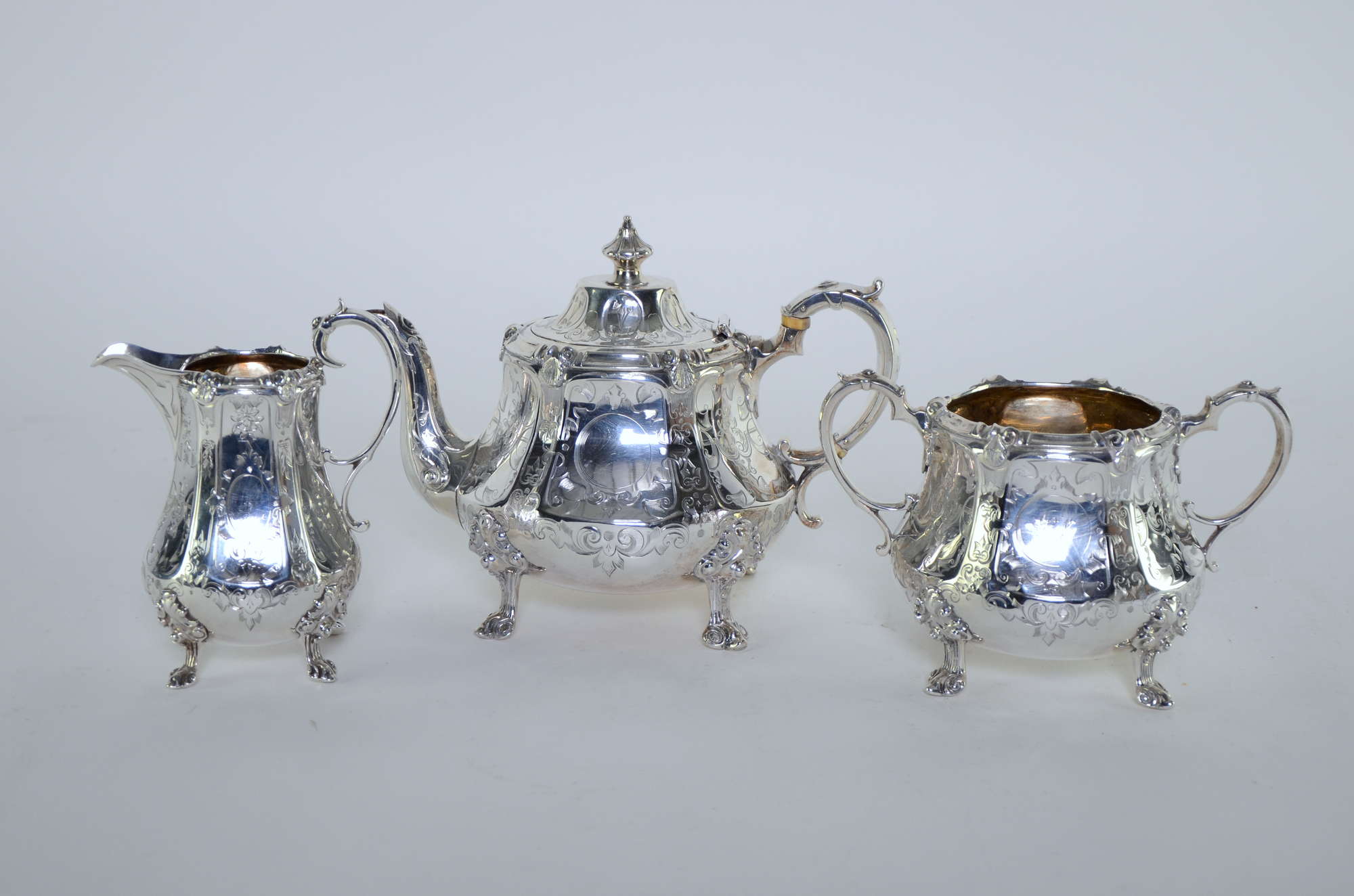 Victorian silver three piece tea service