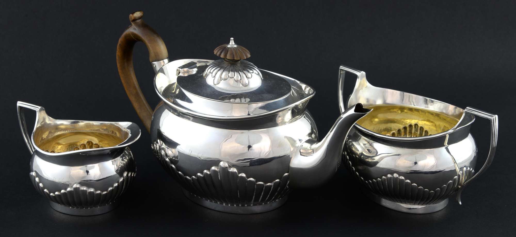 Victorian silver three piece tea service