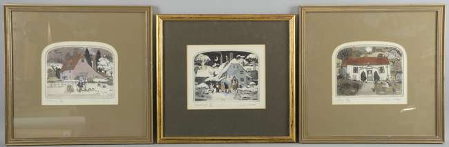 Graham Clarke three small Limited Edition Coloured Prints