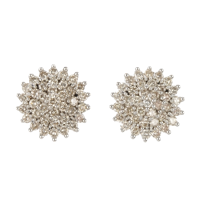 A pair of 9ct gold diamond cluster ear studs.