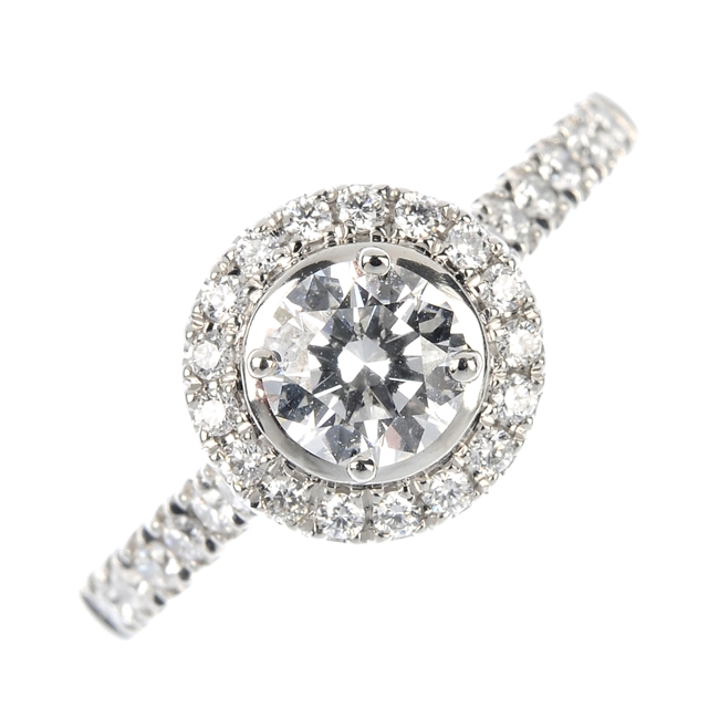 A platinum diamond cluster ring.