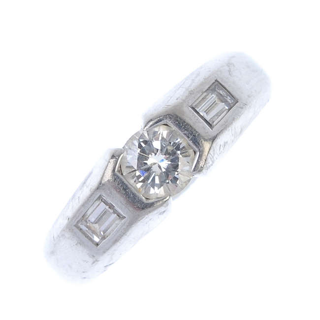 A 14ct gold diamond single-stone ring.