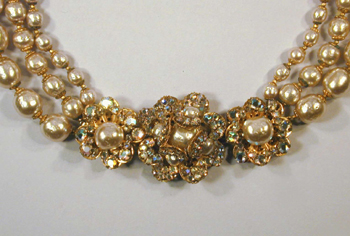 Miriam Haskell Pearl and Flower Necklace