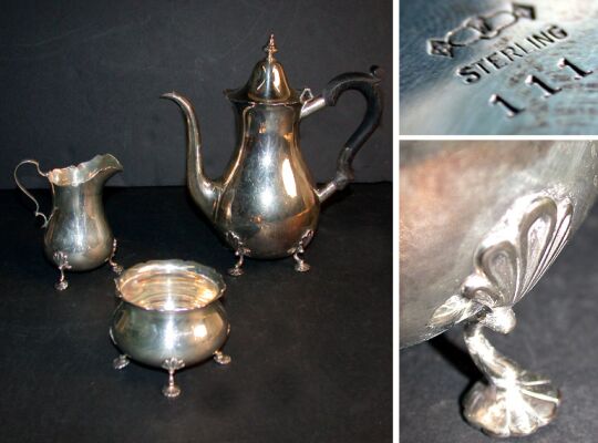 Sterling Silver Three-Piece Tea Set