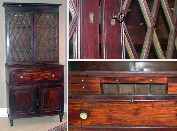 Georgian Style Mahogany Bureau Bookcase