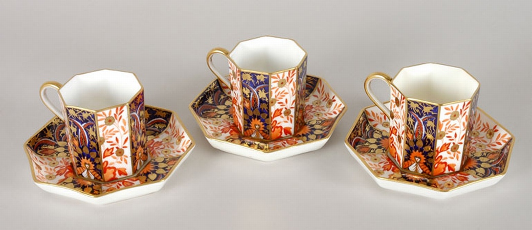 Set of Wedgwood Porcelain Demitasse Cups and Saucers