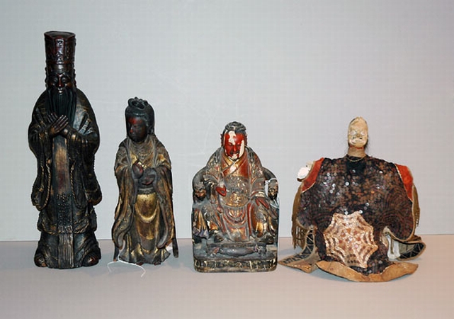 Four Asian Carved Wood Figures