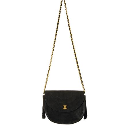 Chanel Black Suede Shoulder Bag