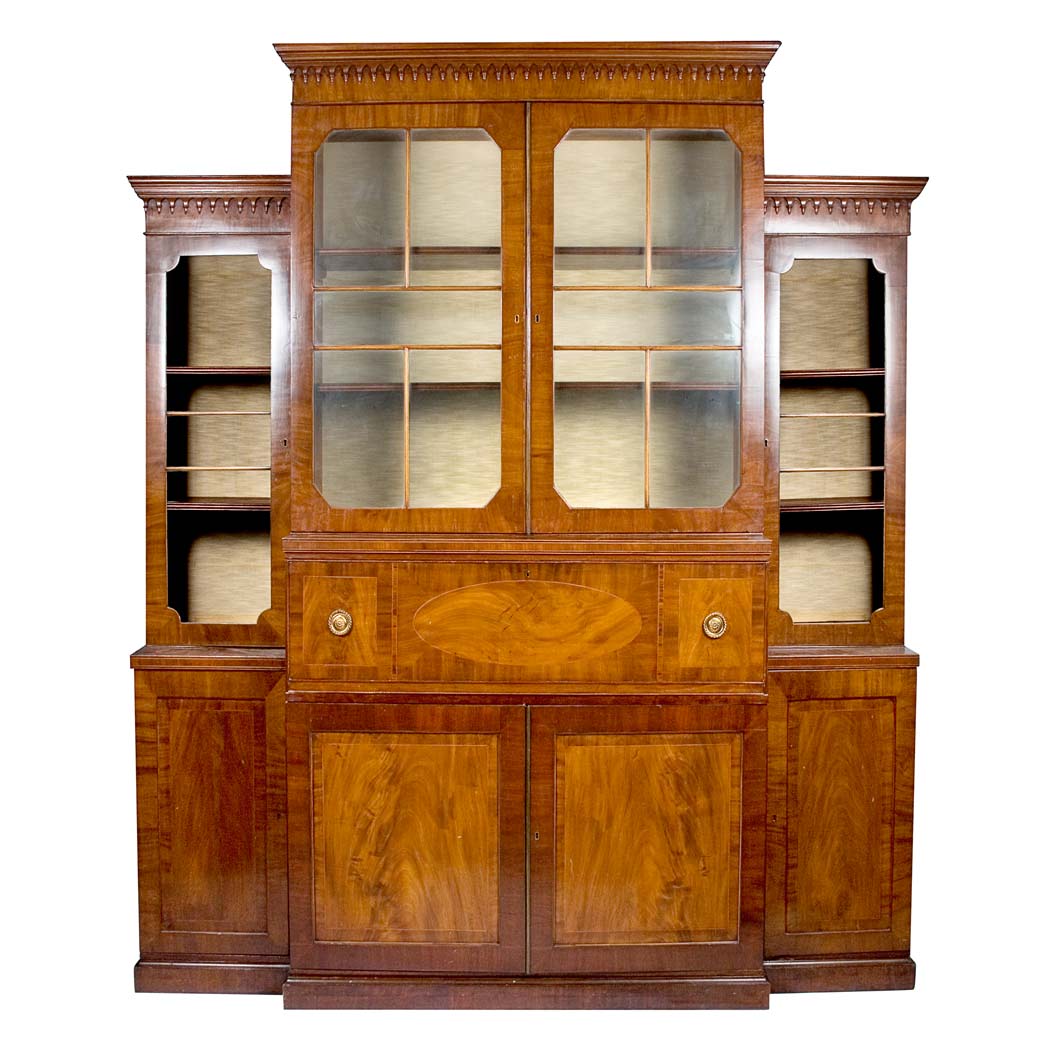 Georgian Style Inlaid Mahogany Secretary Bookcase