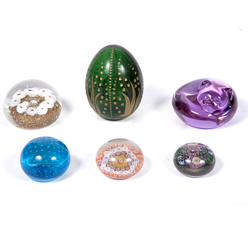 Group of Eleven Colored Glass Paperweights