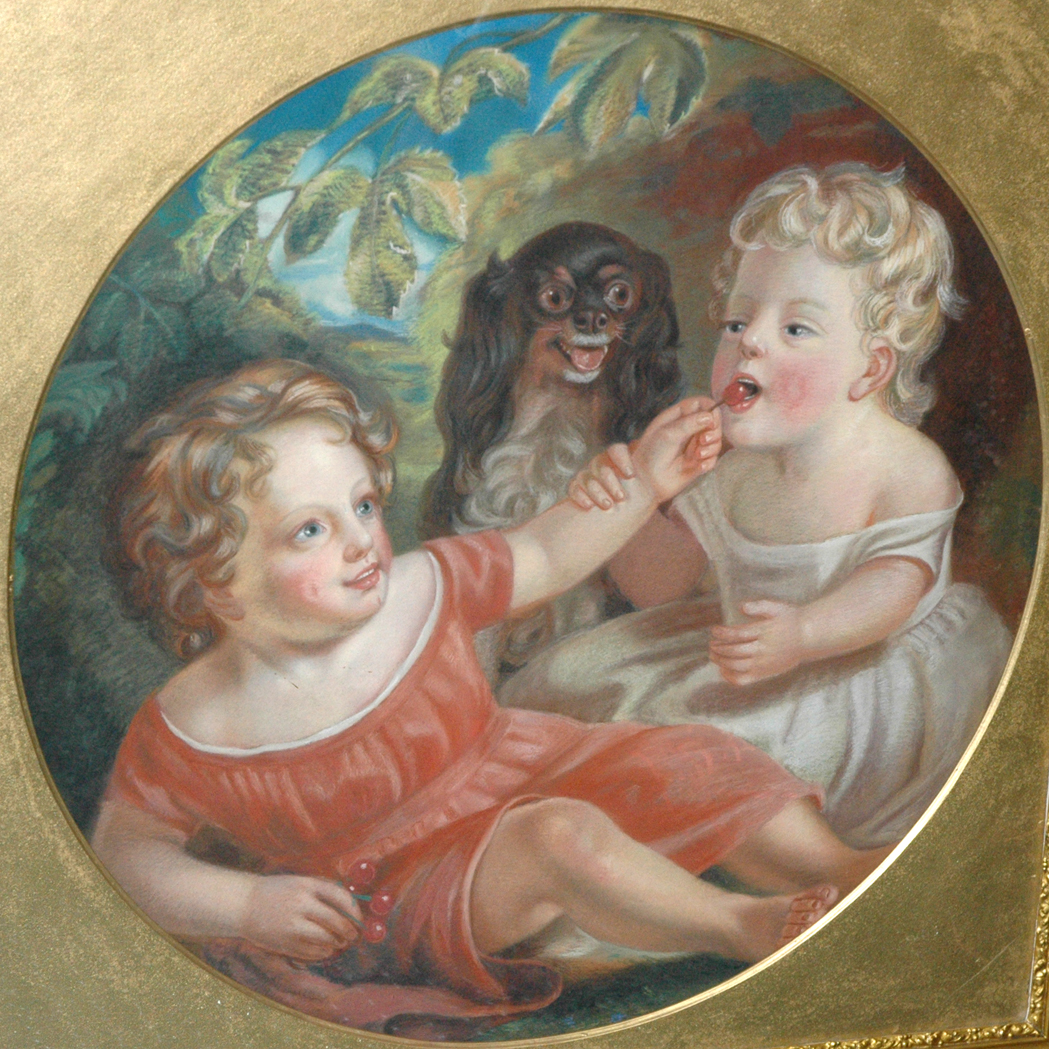 English School 19th Century Two Children with a Spaniel