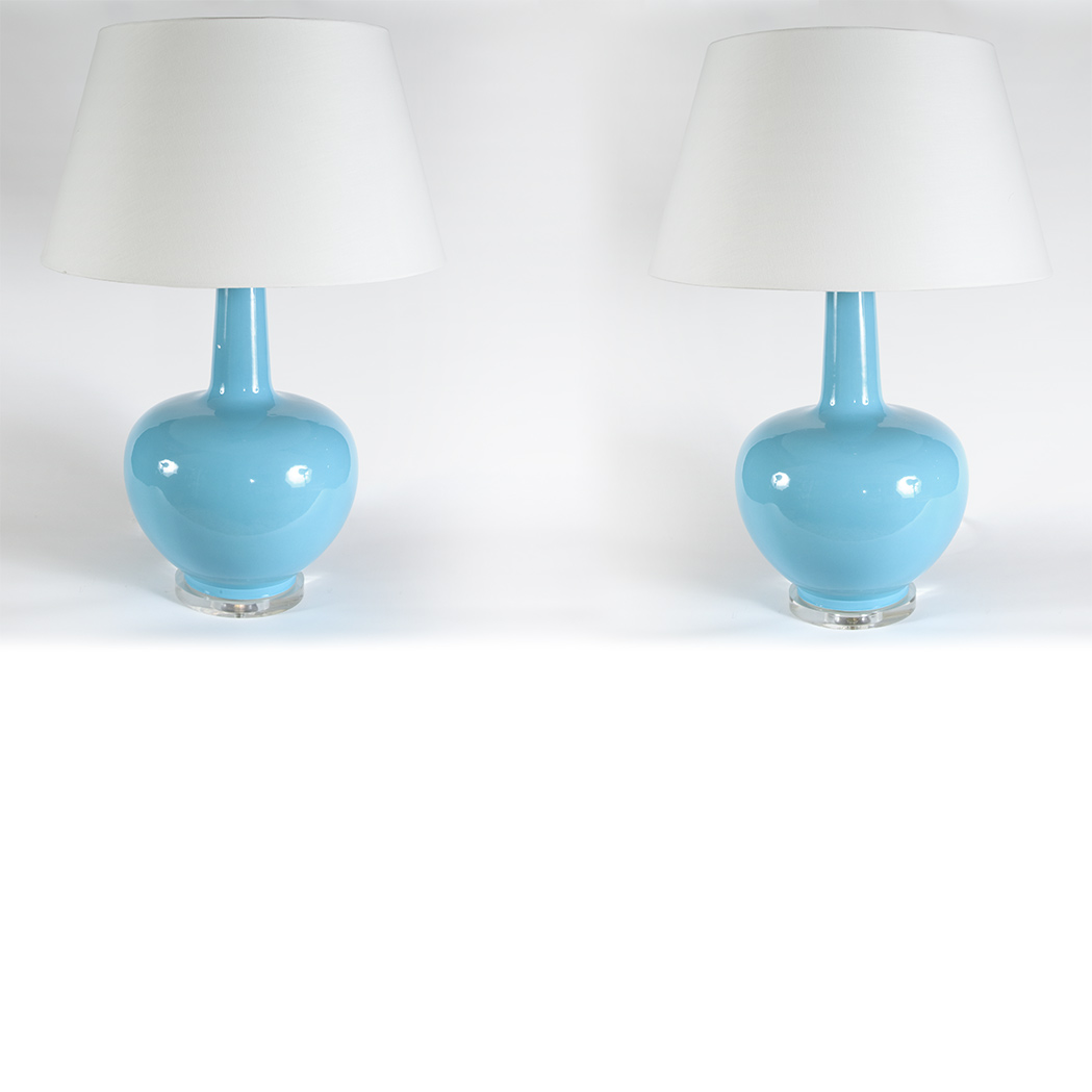 Pair of Turquoise Glazed Porcelain Lamps