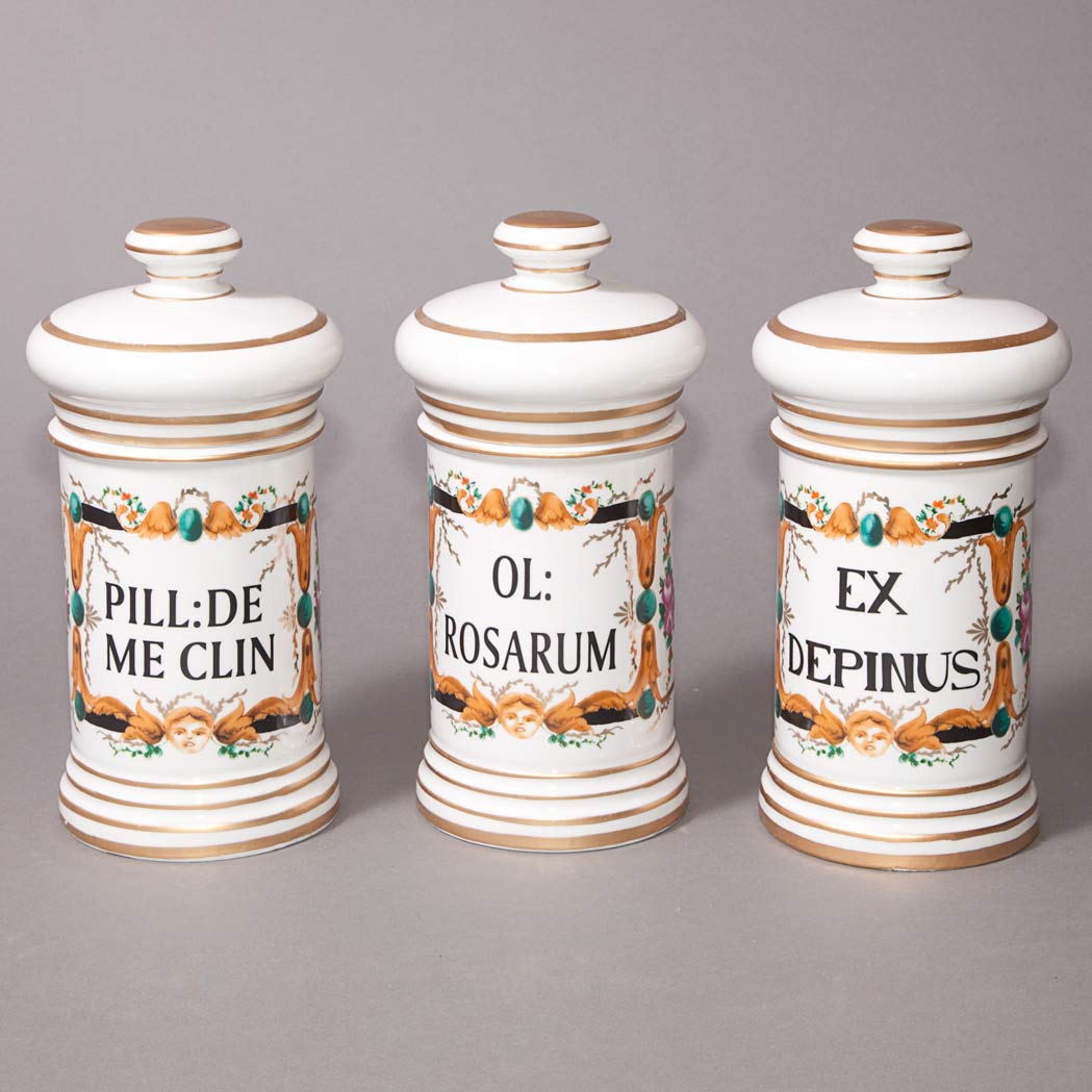 Set of Three Porcelain Storage Jars
