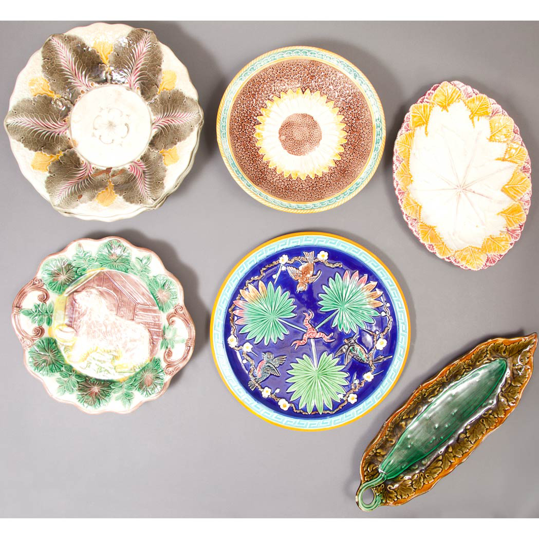 Group of Majolica Pottery Articles