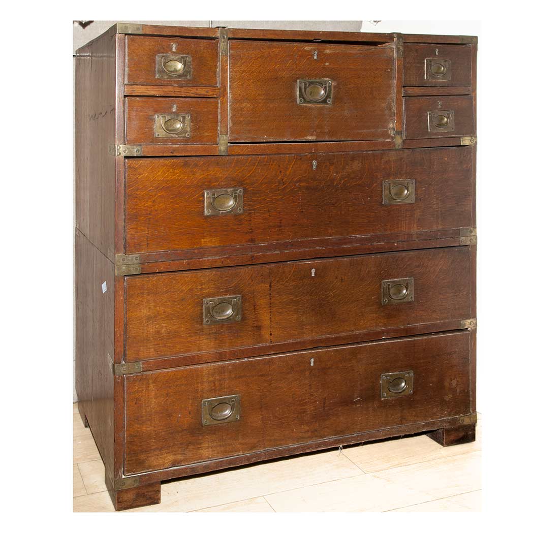 English Brass Bound Camphor Wood Campaign Chest