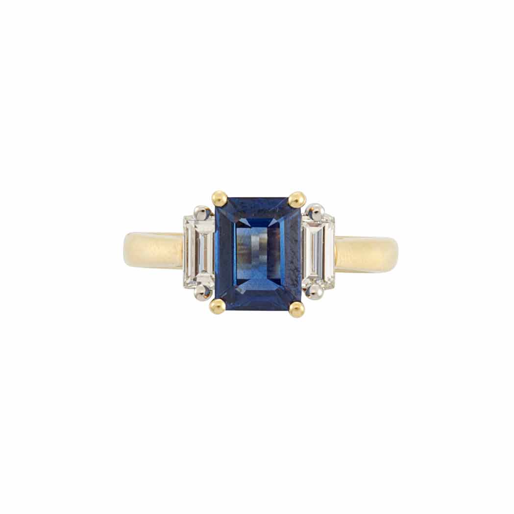 Gold, Platinum, Sapphire and Diamond Ring