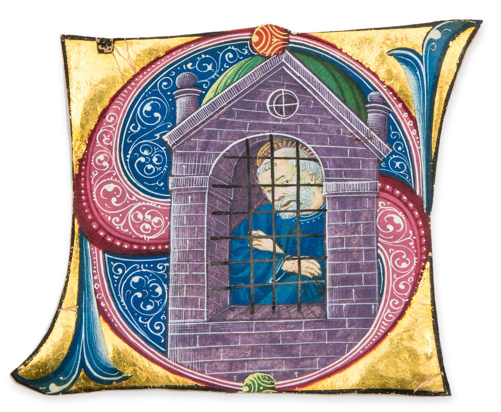 St. Peter bound in prison, - historiated initial most probably from an Antiphoner