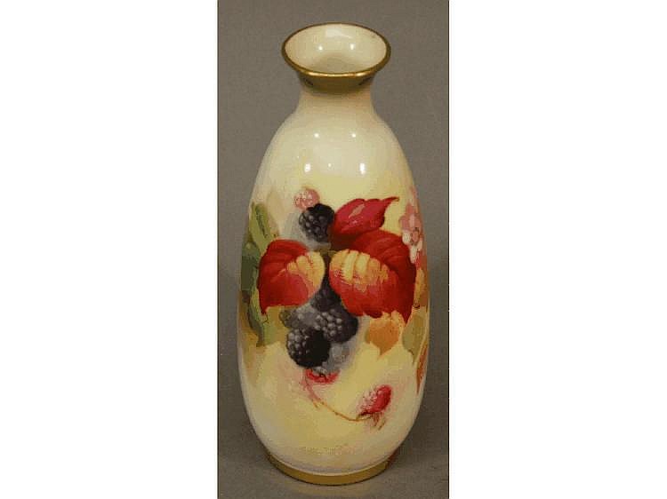 A ROYAL WORCESTER HAND PAINTED VASE, hand painted