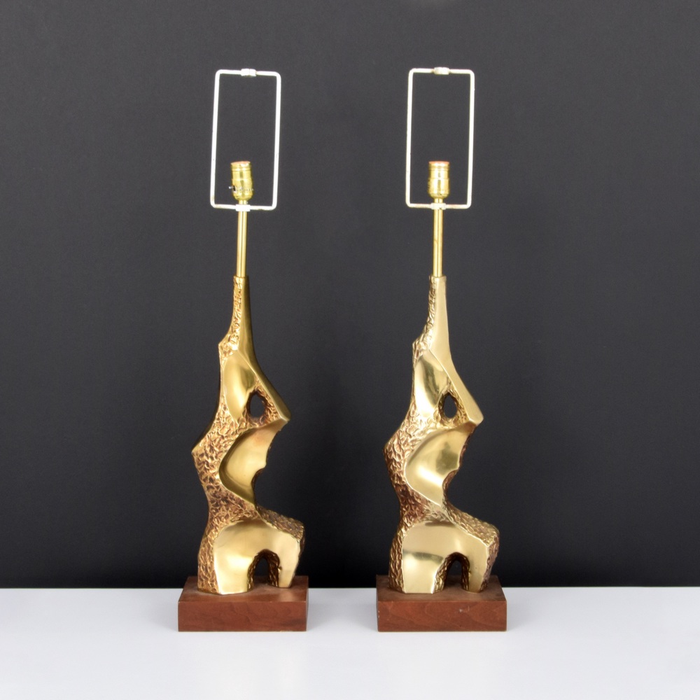 Pair of Laurel Lamp Company Brutalist Lamps