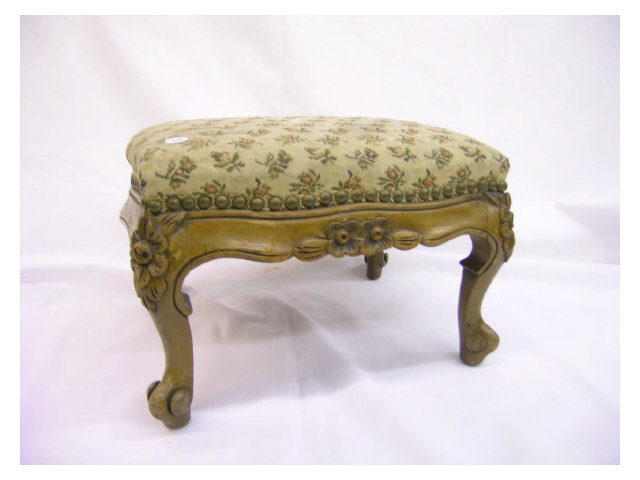 Upholstered French Louis XV style footstool