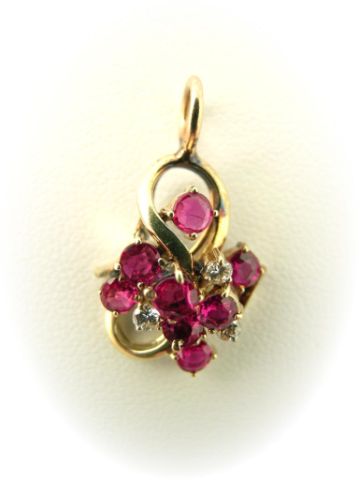 14k Yellow Gold Ruby & Diamond Pendant