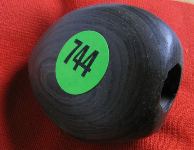 Ball Bannerstone with groove, green banded slate