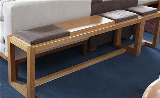 A De La Espada light oak bench,