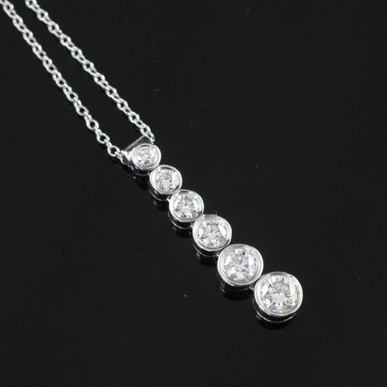 A modern Tiffany & Co Jazz platinum and diamond drop pendant necklace