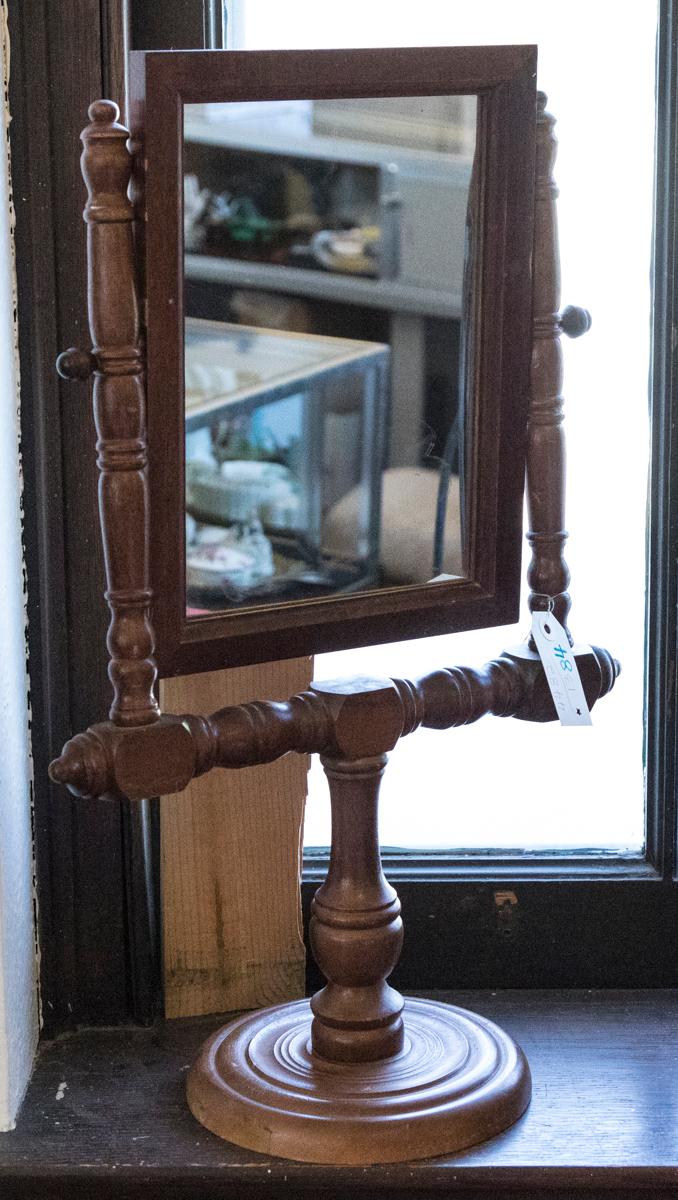 Table top vanity mirror, wooden framing