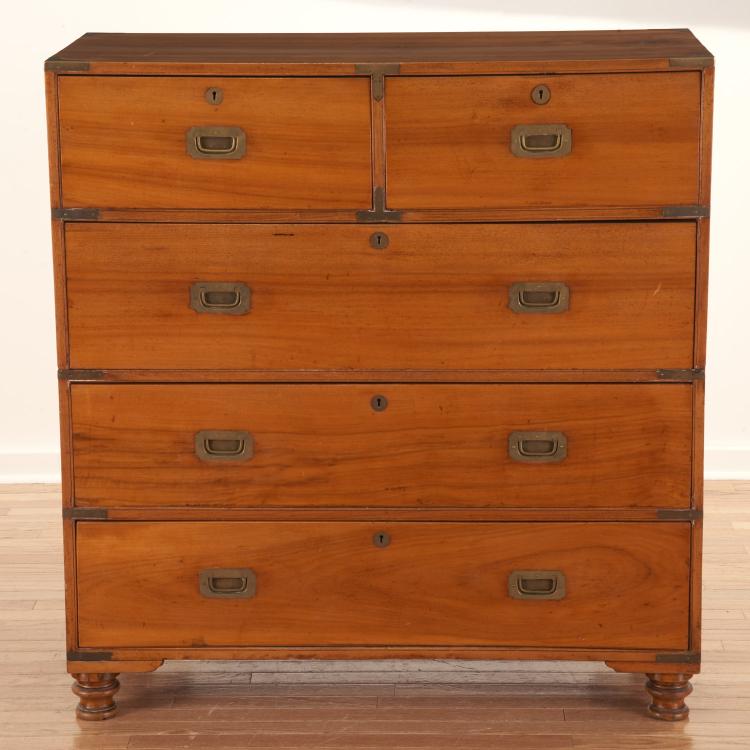 English brass bound camphor wood campaign chest