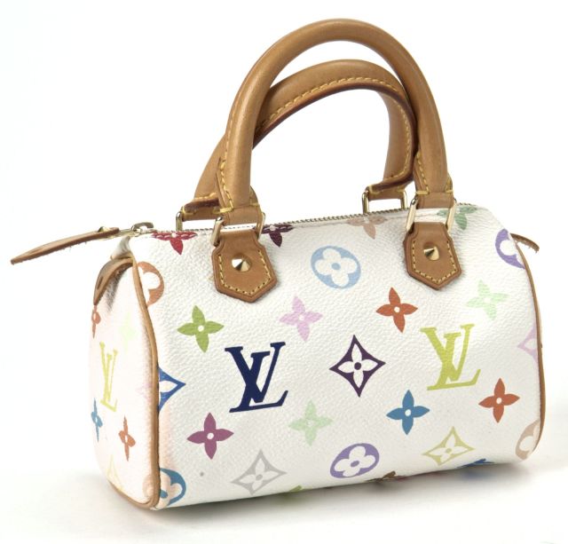 LOUIS VUITTON Mini Speedy en toile monogram multicolore blanc avec