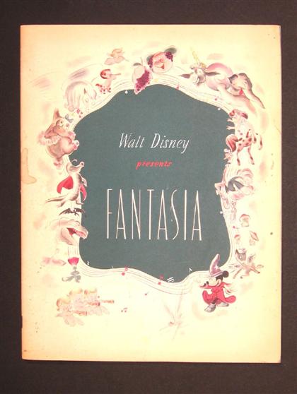 3 vols. (1 wrappers) Disney Studios - Fantasia: (Program.) Walt Disney Presents Fantasia. N.p. (Walt Disney Productions), (1940).