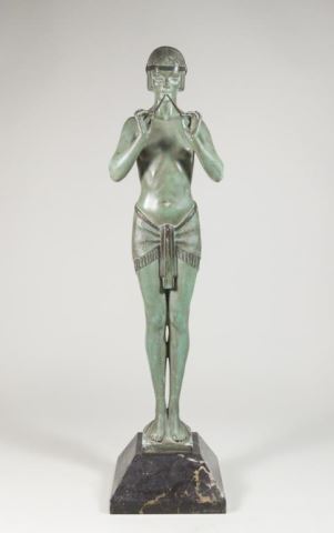 Max LeVerrier, Spelter Art Deco Statue