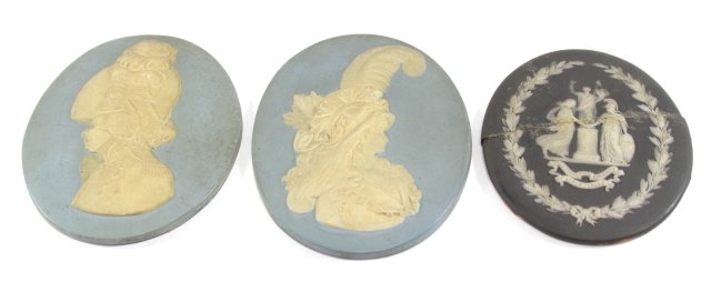 Set 3 Wedgwood Jasperware Oval Portrait Plaques