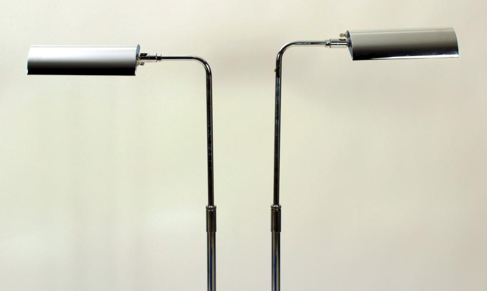 Pr Koch & Lowy Chrome Adjustable Floor Lamps
