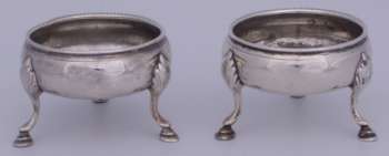 Pair of George III silver cauldron Salts