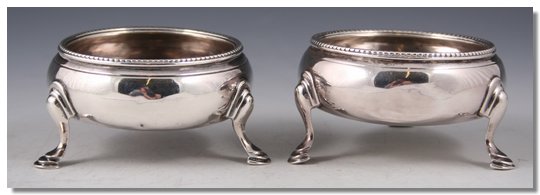 Pair of George III silver cauldron Salts