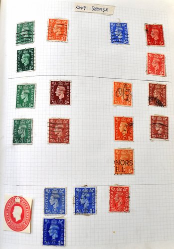 Stamps: The Royal Mail stamp album containing a schoolboy collection of World stamps