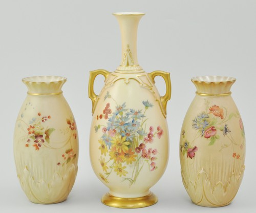 Royal Worcester blush ivory hand painted
