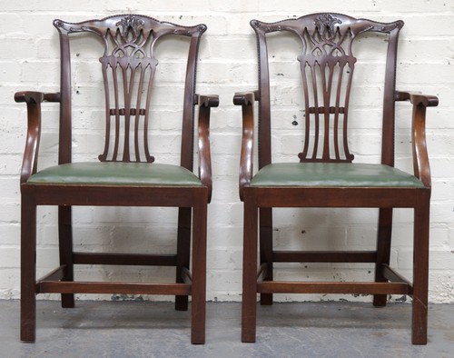 Set of six Chippendale style mahogany dining chairs