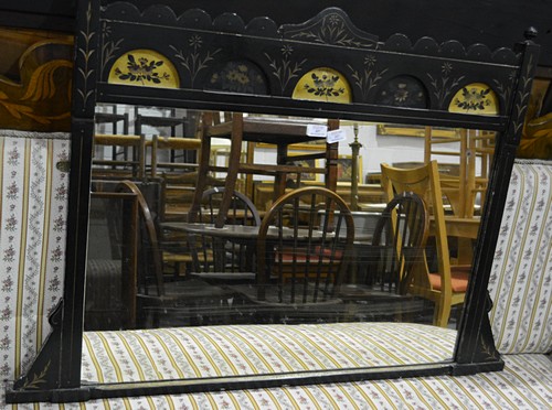 An Aesthetic movement ebonised overmantel mirror